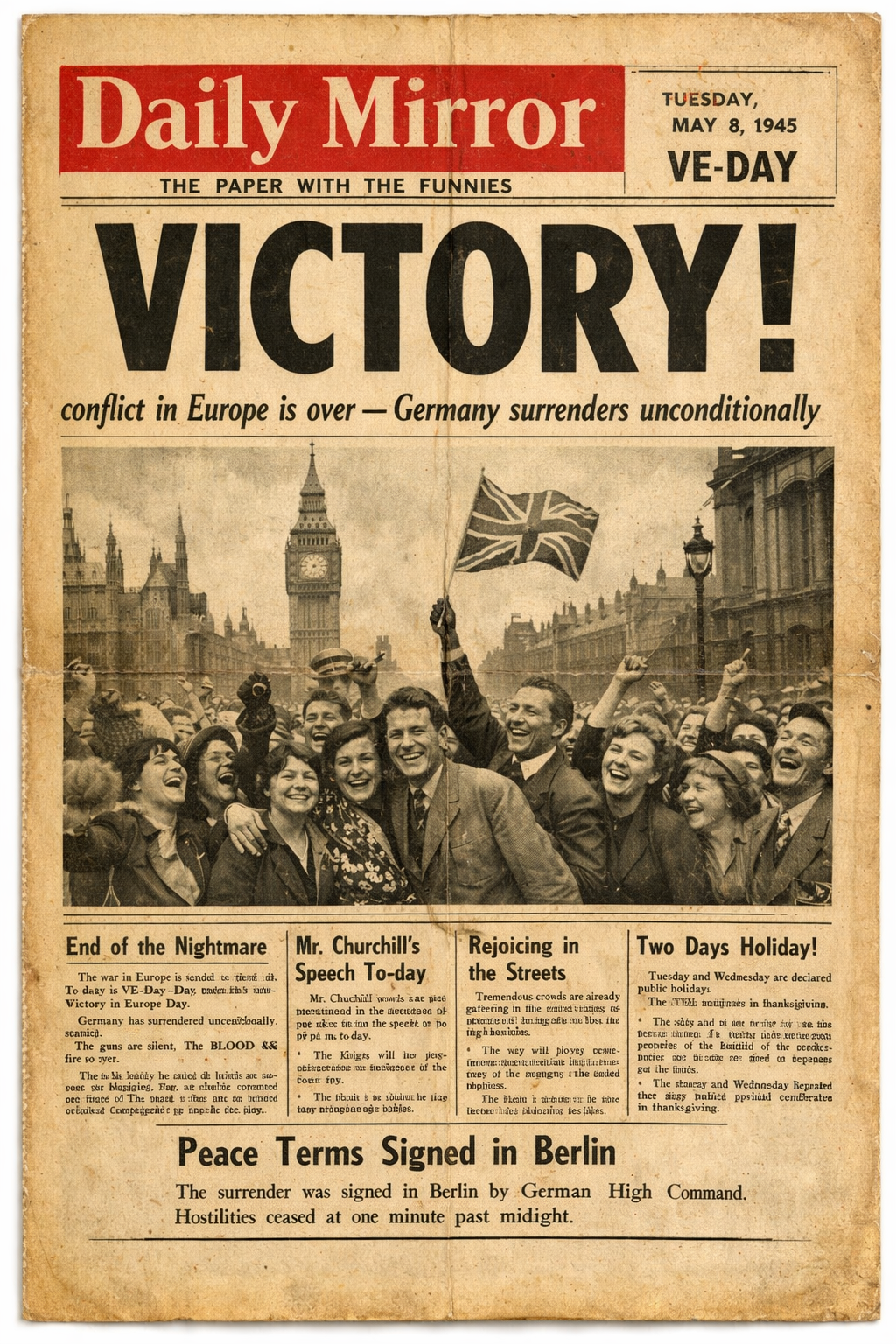 Daily Mirror: Victory, VE-Day, May 8 1945